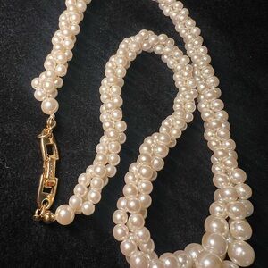 Vintage 80’s Napier Faux Pearl 18” Tri Strand Necklace